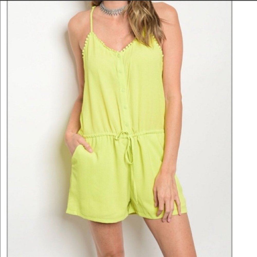 Tea n Rose Lime Green Romper - Size M